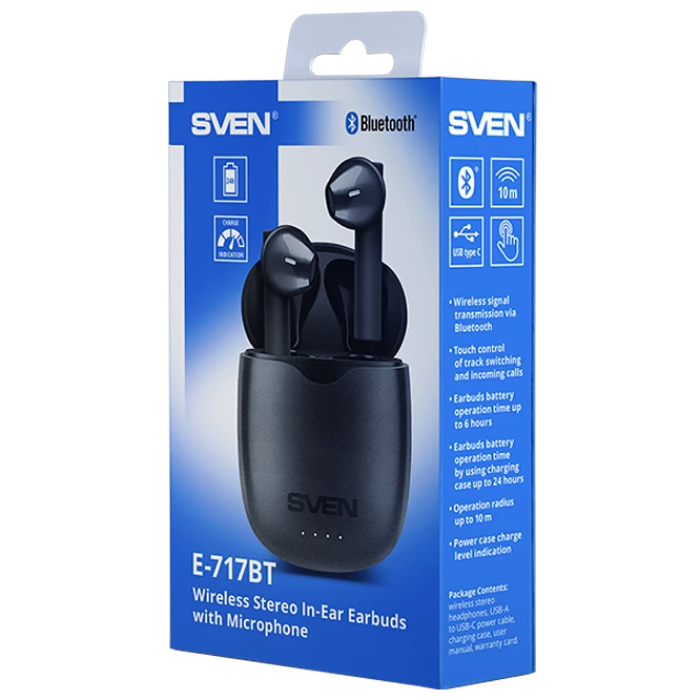 Гарнитура для мобильных телефонов SVEN E-717BT, Беспроводной, Чёрный