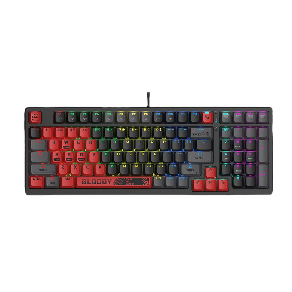 Tastatură Bloody S98 Sports, Cu fir, Roșu