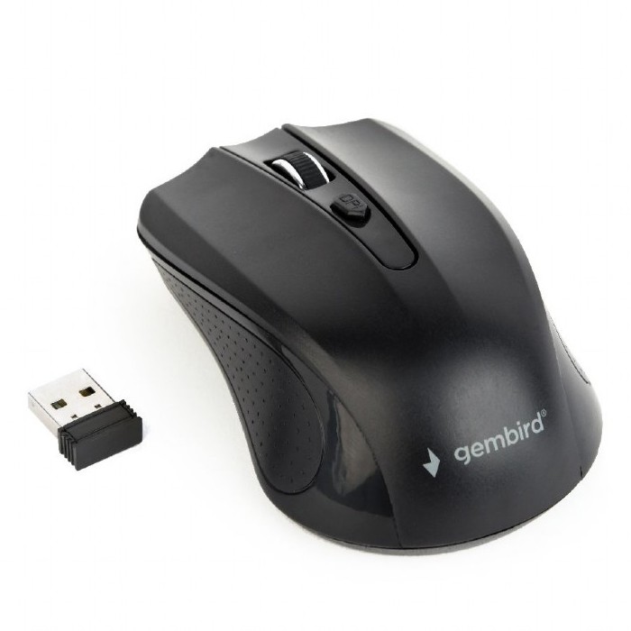 Wireless Mouse Gembird MUSW-4B-04, Optical, 800-1600 dpi, 4 buttons, Ambidextrous, 2xAAA, Black