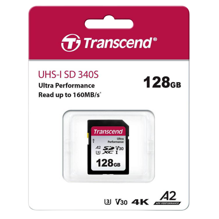 Карта памяти Transcend SDXC 340S, 128Гб (TS128GSDC340S)