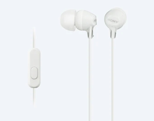 Earphones  SONY  MDR-EX15LP, 3pin 3.5mm jack L-shaped, Cable: 1.2m, White