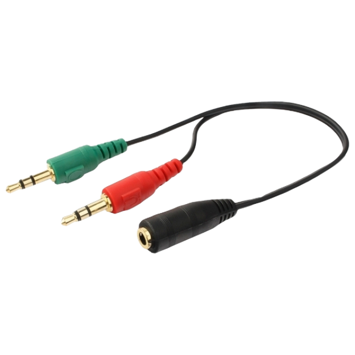 CCA-418 3.5 mm 4-pin socket to 2 x 3.5 mm stereo plug adapter cable, black