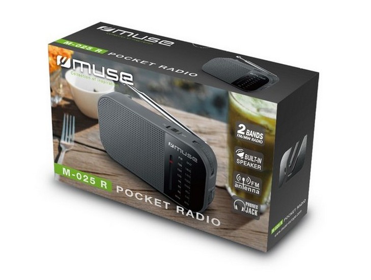 MUSE M-025 R, Analog Tuner FM/MW, Black