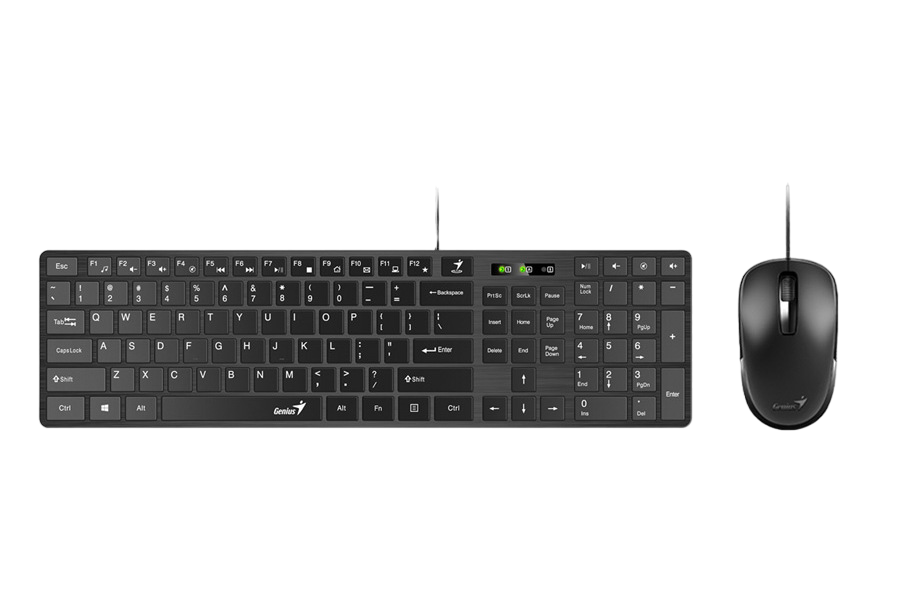 Keyboard & Mouse Genius SlimStar C126, Chocolate keys, Brushed metal look, Fn keys, Black, USB 