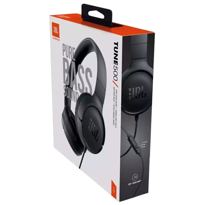 Наушники для домашнего развлечения JBL Tune 500, Проводной аналоговый, Чёрный