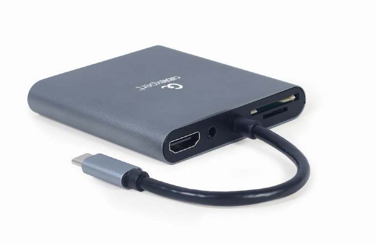 Adapter 6-in-1 Type-C to VGA/HDMI/AUX/USB3.0/SDcard reader/Type-C socket, Cablexpert A-CM-COMBO6-01