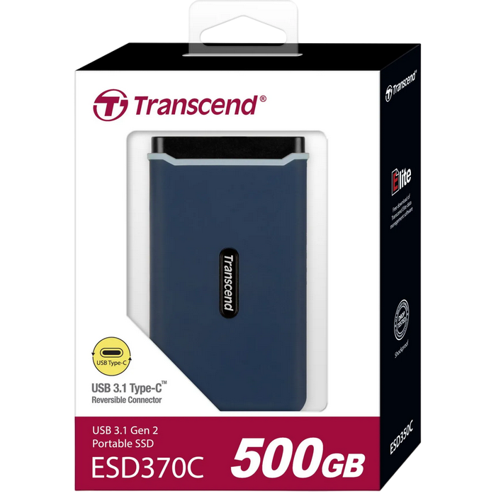 SSD portabil extern Transcend ESD370C, 500 GB, Albastru Marin (TS500GESD370C)