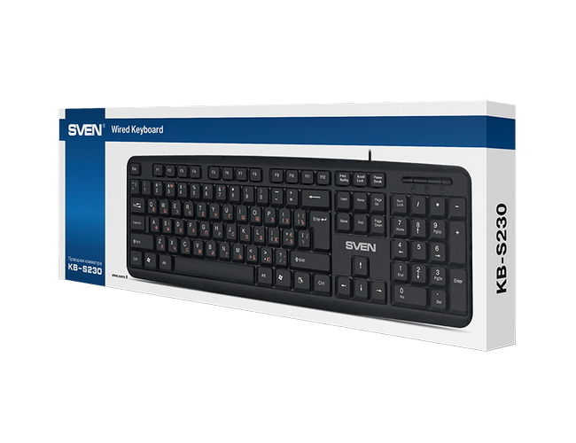 Клавиатура SVEN KB-S230, Проводное, Чёрный