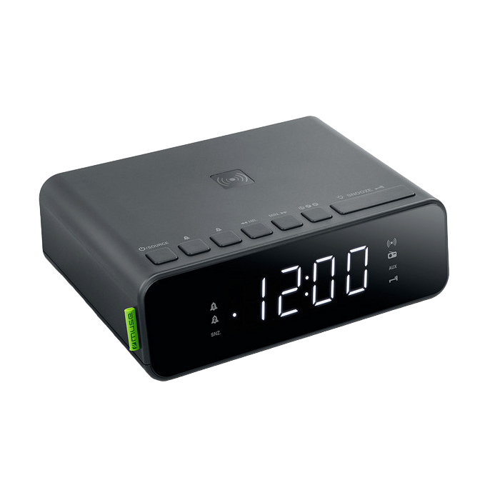 MUSE M-175 WI, Tuner FM, Clocks, Wireless charging 5W, USB charging Port, Black