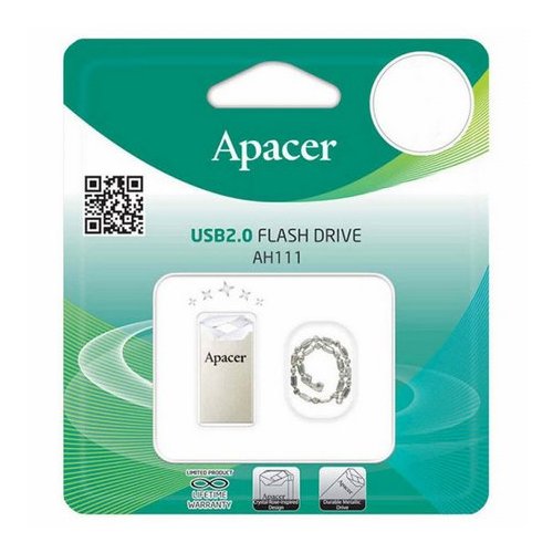 USB Flash накопитель Apacer AH111, 32Гб, Серебристый