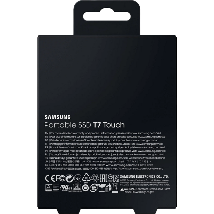 SSD portabil extern Samsung Portable SSD T7 Touch, 2 TB, Negru (MU-PC2T0K/WW)