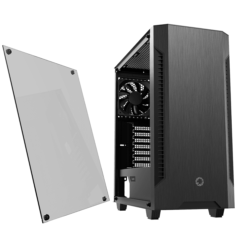 Carcasă PC Gamemax Fortress TG, Midi-Tower, Fără PSU, Negru