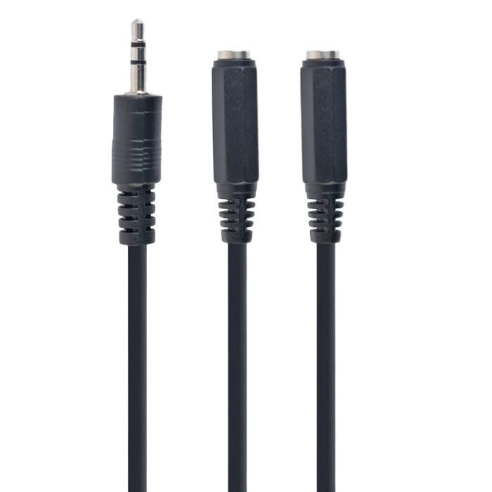 Audio spliter cable 0.1m 3.5mm 3pin plug to 3.5 mm stereo + mic sockets, Cablexpert CCA-415-0.1M