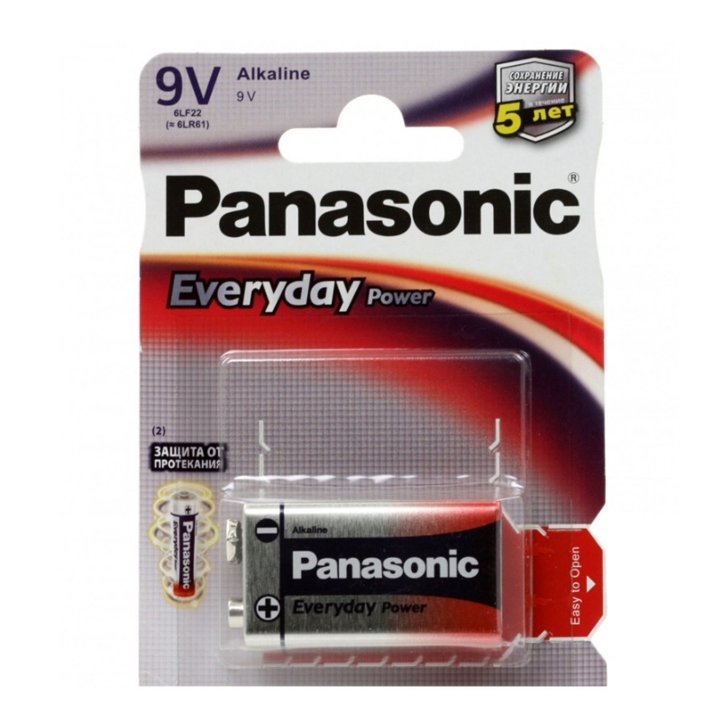 Прямоугольная батарея Panasonic 6LF22REE/6LR61REE, Крона, 1шт.