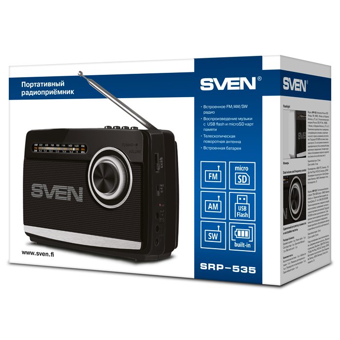 Портативное радио SVEN SRP-535, Чёрный