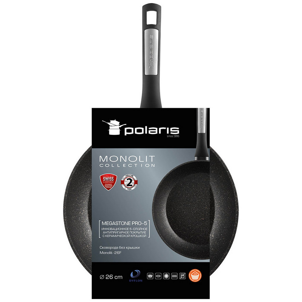Сковорода polaris monolit-26f, 26cm, чёрный Thumbnail 8