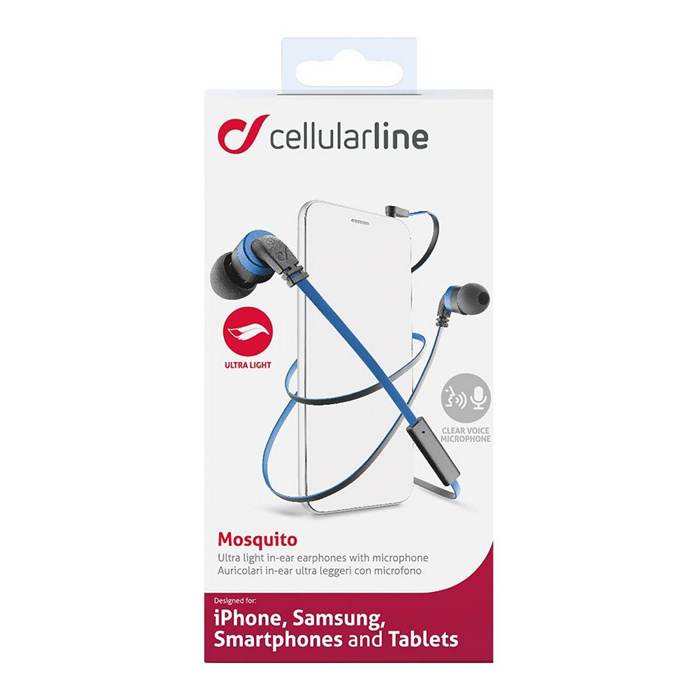 Căști pentru telefoane mobile Cellularline Mosquito, Cu fir, Albastru