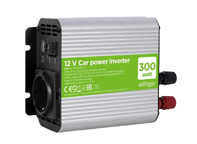 Invertor Auto Energenie EG-PWC300-01, 300W, Gri