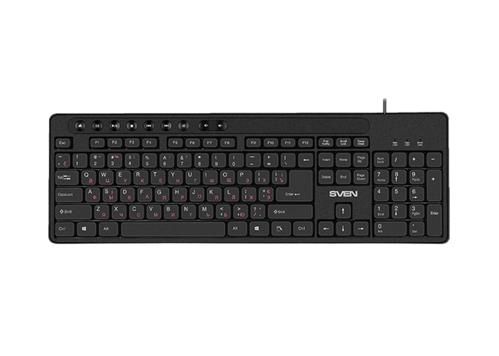 Keyboard SVEN KB-C3060, Multimedia, Splash proof, Black, USB