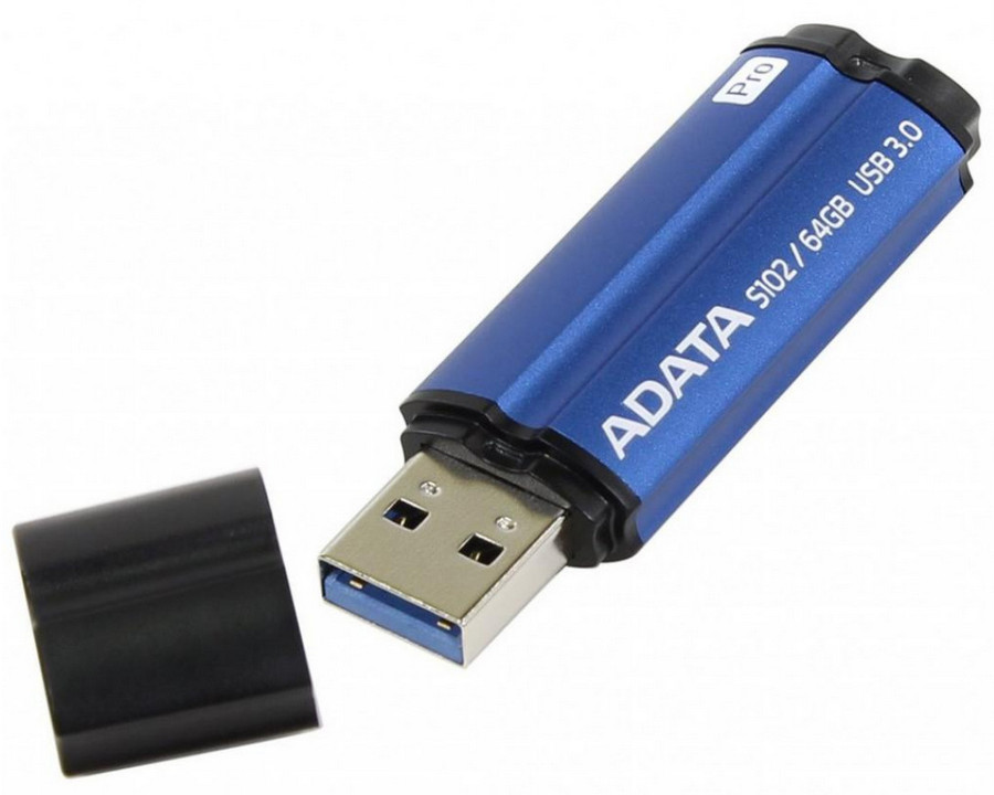 Memorie USB ADATA S102 Pro, 64GB, Negru/Albastru