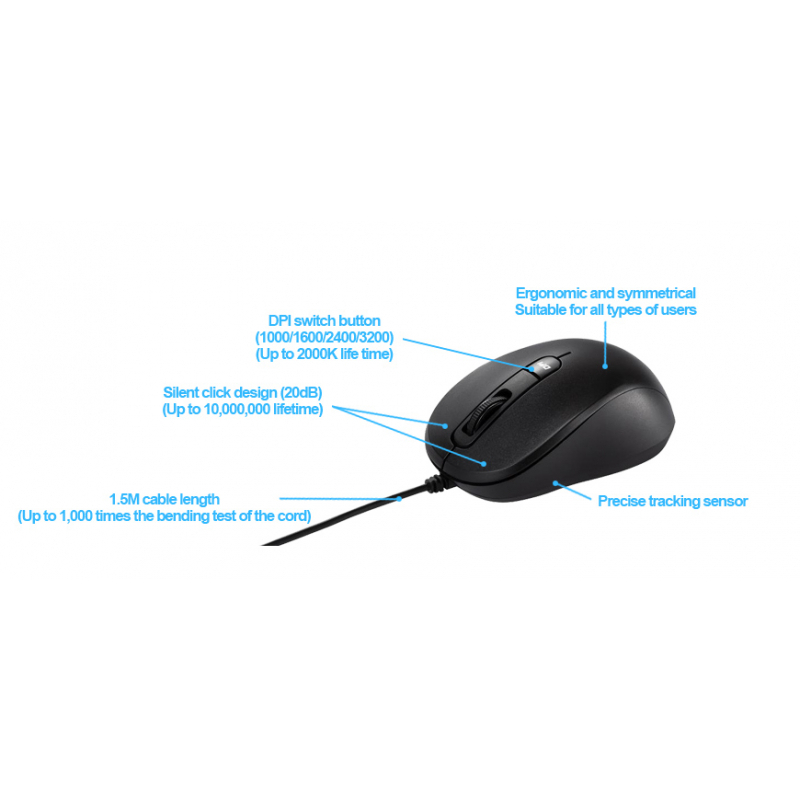 Мышь ASUS MU101C Silent, Чёрный