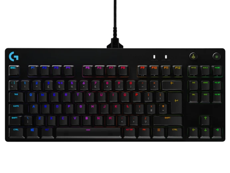Gaming Keyboard Logitech G PRO, TKL, Mechanical, GX Blue Clicky, RGB , US Layout, Black, USB