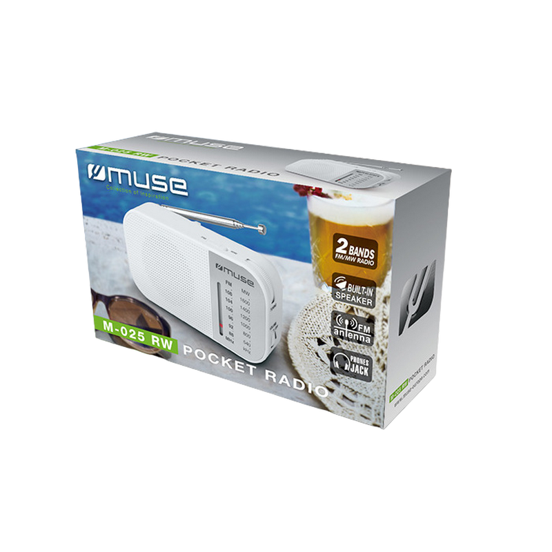 MUSE M-025 RW, Analog Tuner FM/MW, White