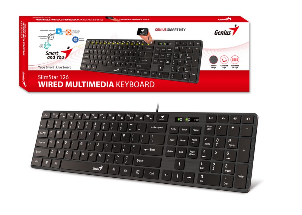 Клавиатура Genius SlimStar 126, Проводное, Чёрный