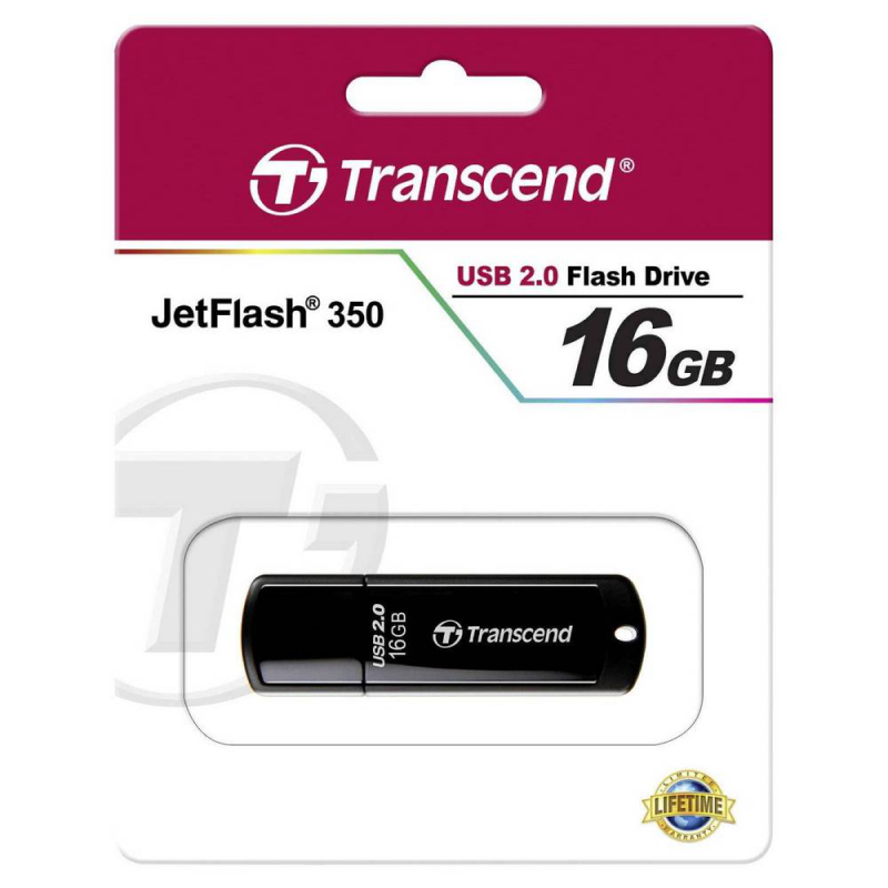 USB Flash накопитель Transcend JetFlash 350, 16Гб, Чёрный