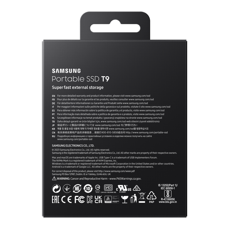 SSD portabil extern Samsung T9, 1 TB, Negru (MU-PG1T0B/EU)