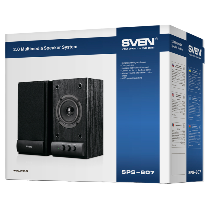 Компьютерные колонки 2.0 SVEN SPS-607, Чёрный