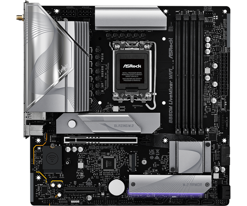 Placă de bază ASRock B860M LiveMixer WiFi, LGA1851, Intel B860, Micro-ATX