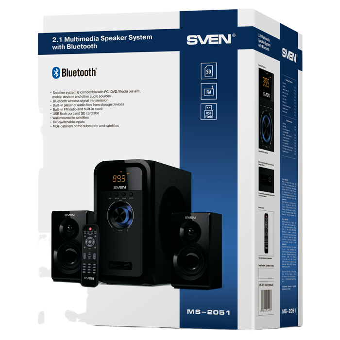 Компьютерные колонки 2.1 SVEN MS-2051, Чёрный