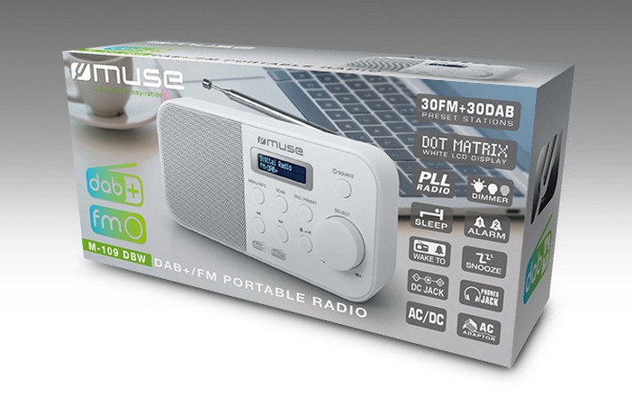 MUSE M-109 DBW, Tuner DAB+, FM PLL Radio, White