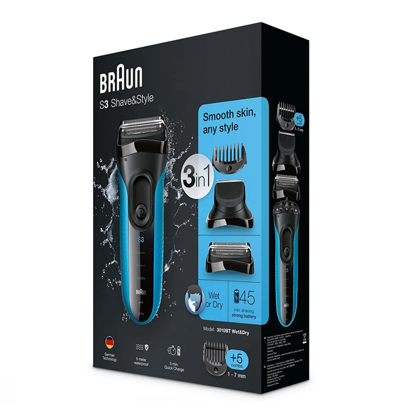 Aparat de ras electric Braun 3010 BT WD, Albastru