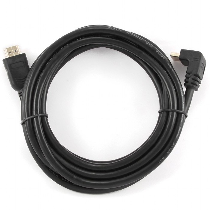 Cable HDMI to HDMI90°  3.0m  Cablexpert  male-male90°, V1.4, Black, CC-HDMI490-10, One jakc bent 90°