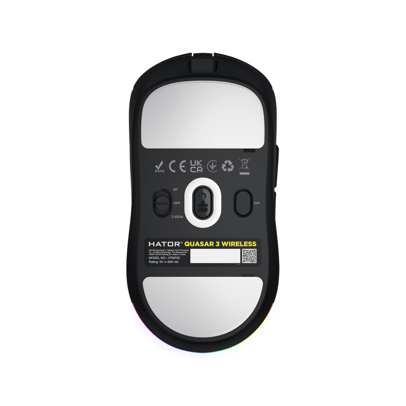 Gaming Mouse HATOR Quasar 3 Cu fir / Fără fir Negru