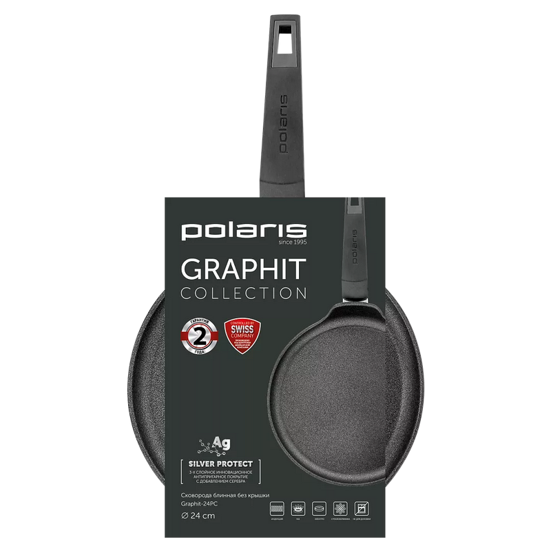 Блинная сковорода polaris graphit-24pc, 24см, чёрный Thumbnail 4
