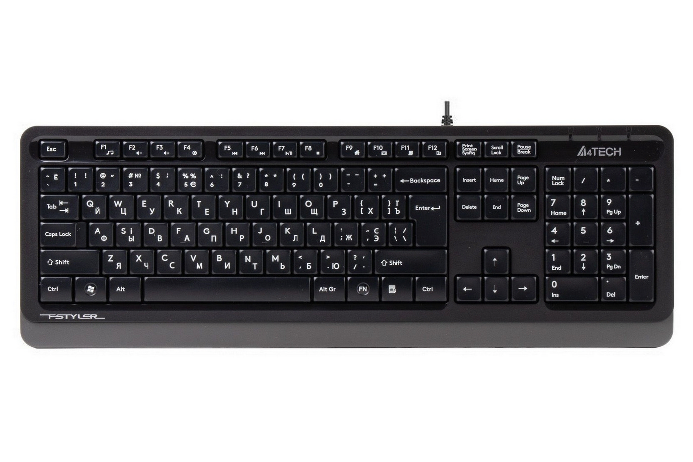 Клавиатура A4Tech FK10, Проводное, Чёрный/Серый