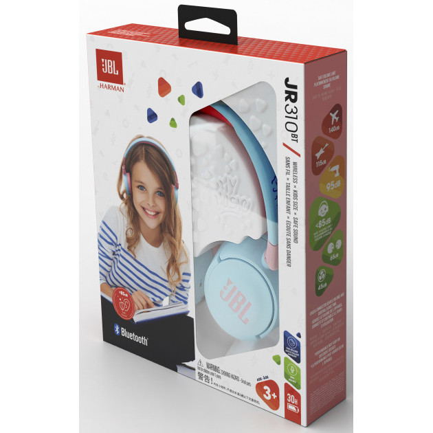 Детские наушники JBL JR310, Bluetooth/Проводное аналоговое, Голубой