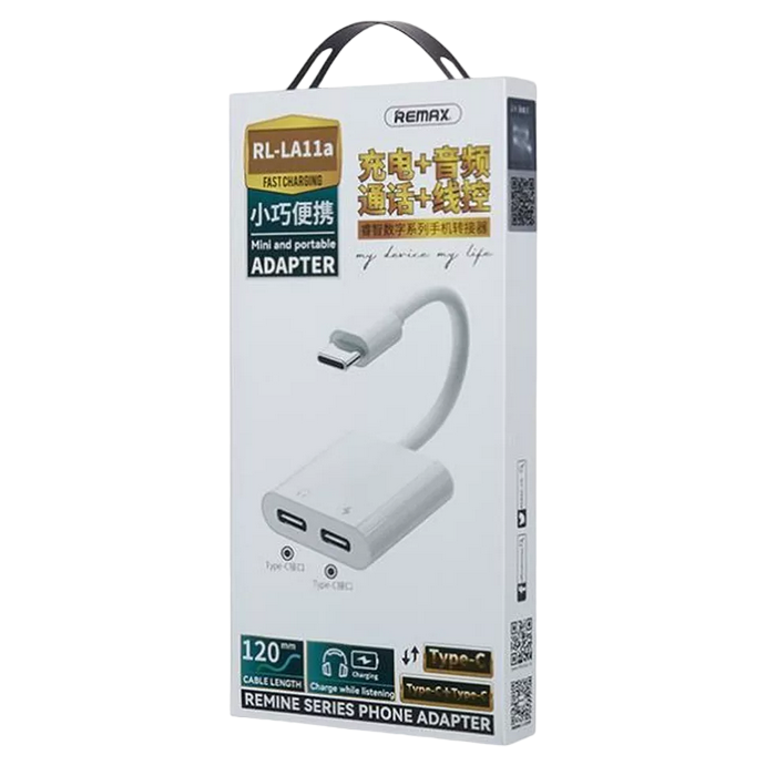 Audio Adapter Remax Type-C to Type-C & Type-C, RL-LA11a, White