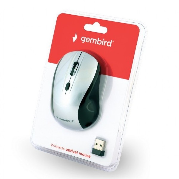 Беcпроводная мышь Gembird MUSW-4B-02-BS, Чёрный/Серебристый