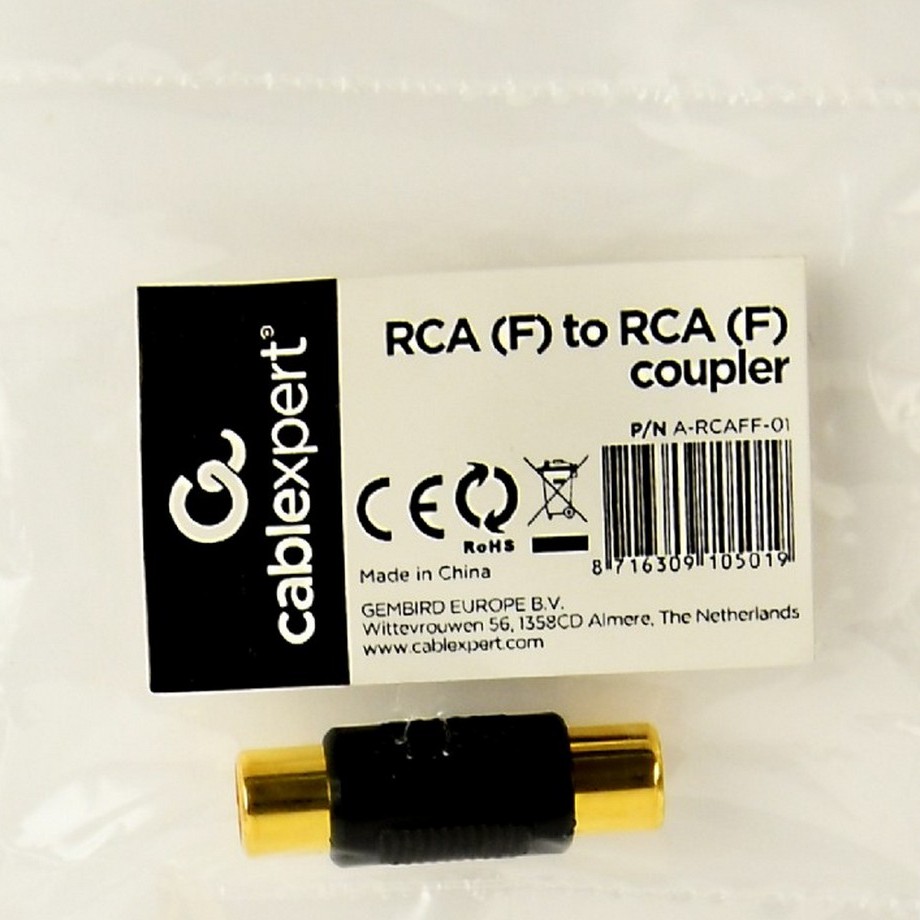 Audio adapter RCA (F) to RCA (F) Singl coupler, Cablexpert A-RCAFF-01