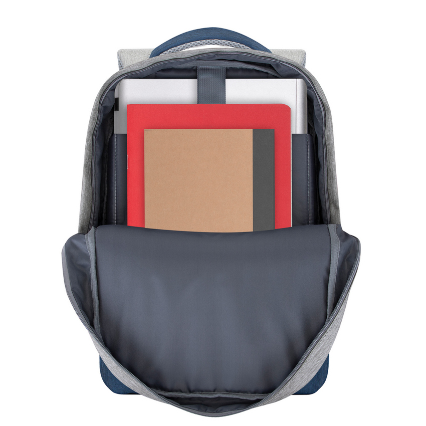 Rucsac pentru Laptop RivaCase Prater, 15.6", Poliester, Gri/Albastru