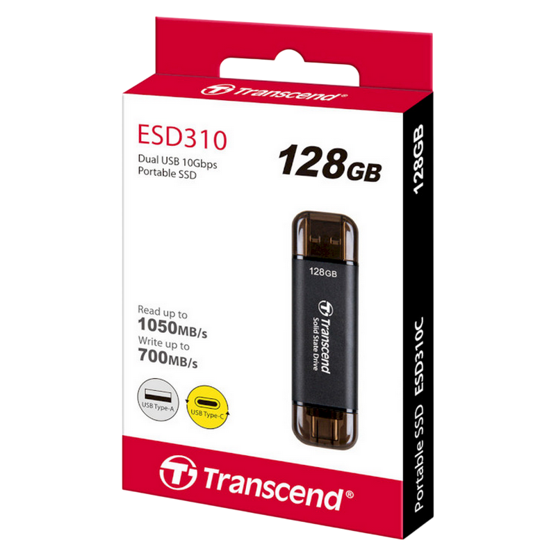 SSD portabil extern Transcend ESD310C, 128 GB, Negru (TS128GESD310C)