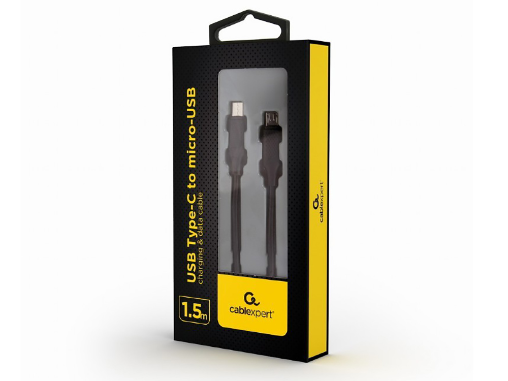  Blister Type-C/MicroUSB,  1.5 m, Cablexpert, Black