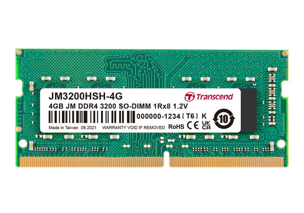 .4GB DDR4-  3200MHz  SODIMM  Transcend JetRam, PC25600S, 1Rx8, CL22, 260pin DIMM 1.2V 