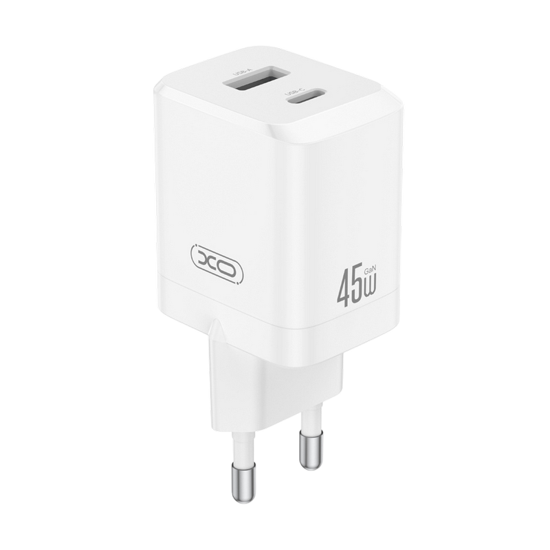 Încărcător XO 1Type-C + 1USB Alb
