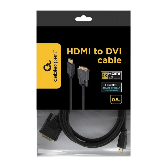 Видеокабель Cablexpert CC-HDMI-DVI-6, HDMI (M) - DVI-D (M), 1,8м, Чёрный