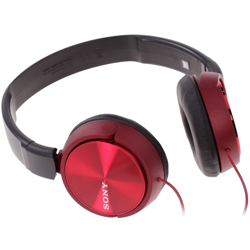 Headphones  SONY  MDR-ZX310AP, Mic on cable,  4pin 3.5mm jack L-shaped, Cable: 1.2m, Red